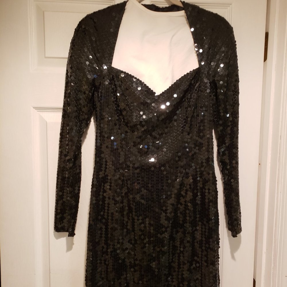 Black shiny dress